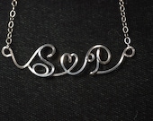 Double Initial Necklace in Sterling Silver Wire (Romance Style)