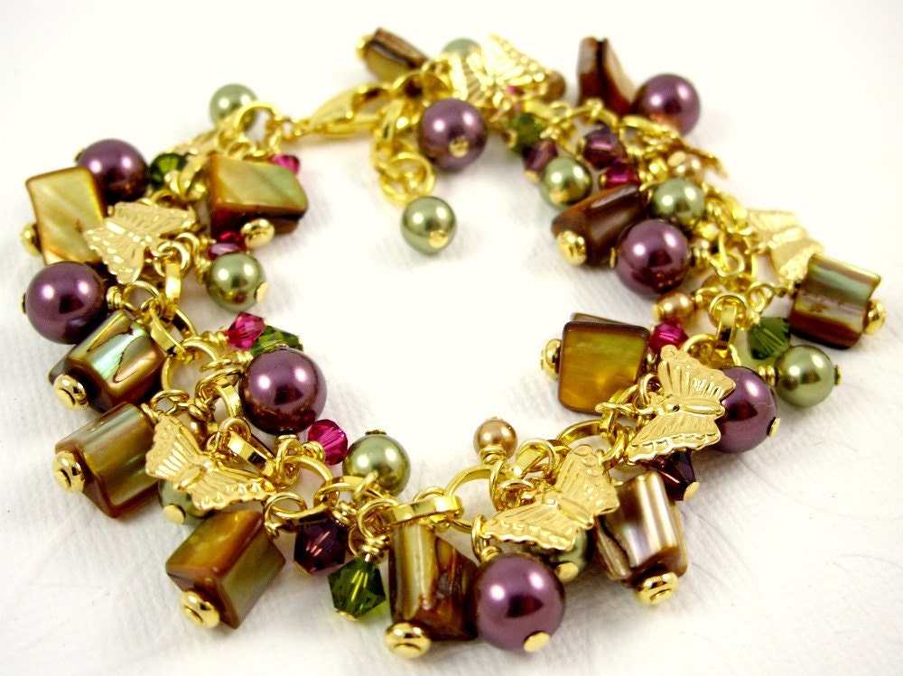 Mother of Pearl Butterfly Charm Bracelet
