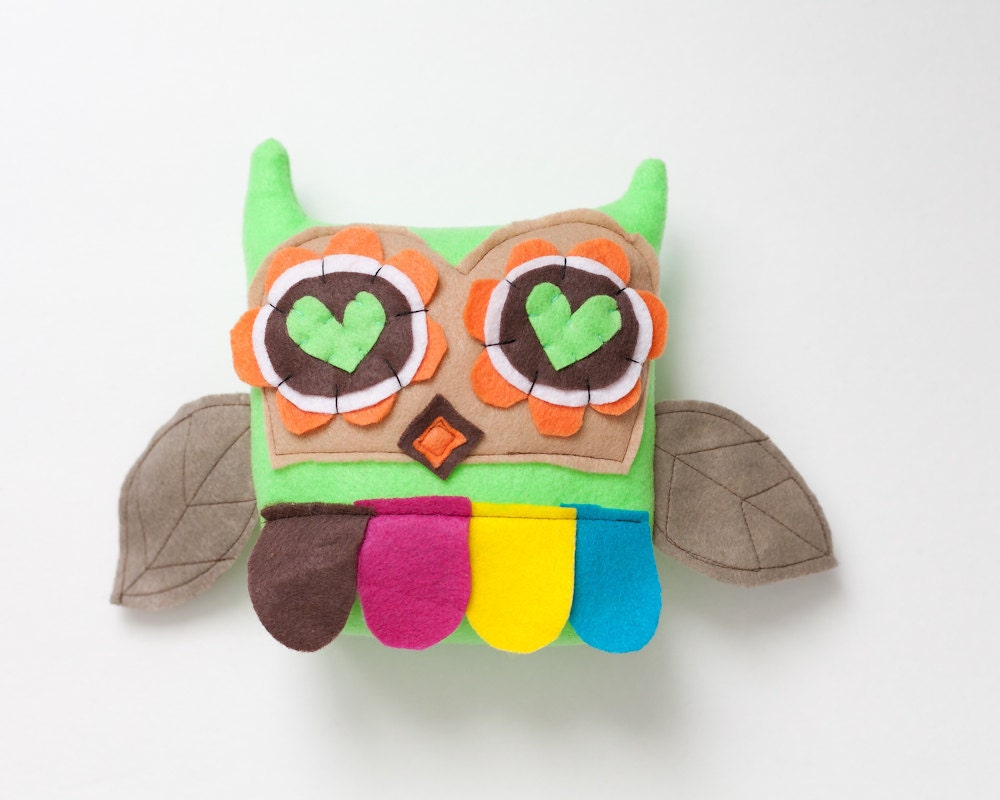 baby colorful owl pillow vintage tennis ball color