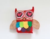 baby owl red leaf wings pillow.
