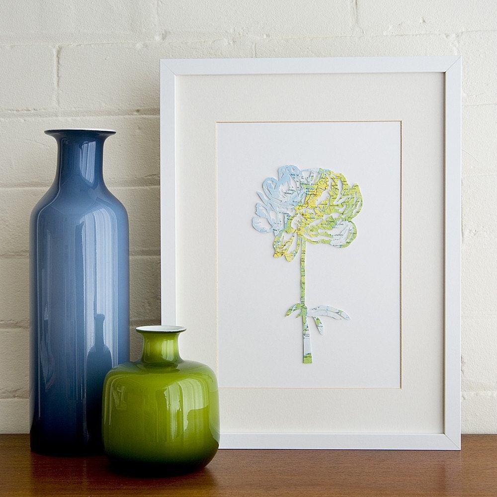 Peony - Original Flower Papercut  8x10