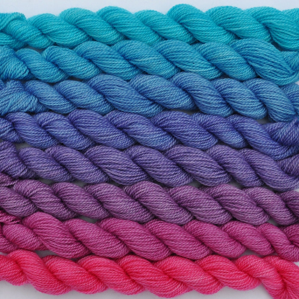 Magenta to Aqua Color Bridge Yarn Set