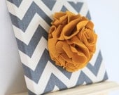 8 x 10 Grey and White Chevron Canvas Wrap with Interchangeable 3D Felt Flower