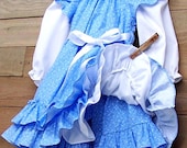 French Blue Ruffles 4 Piece Peasant Dress Size 18 Mos.