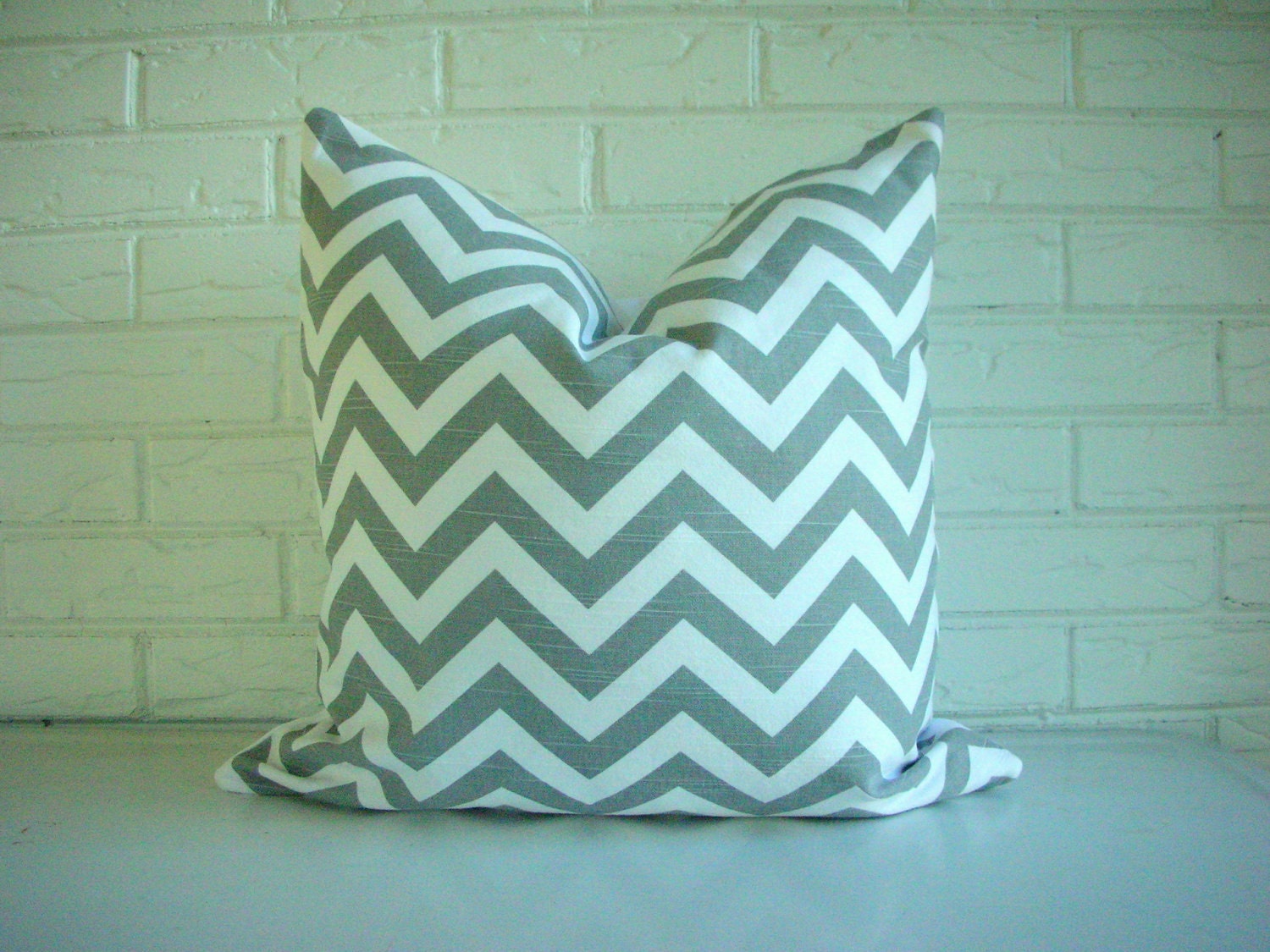 Gray Chevron Decorative Pillow Cover - Modern Throw Pillow Zig Zag
