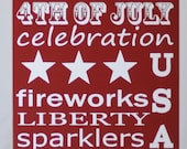 4th of July Independence Day Subway Art Wooden Sign
