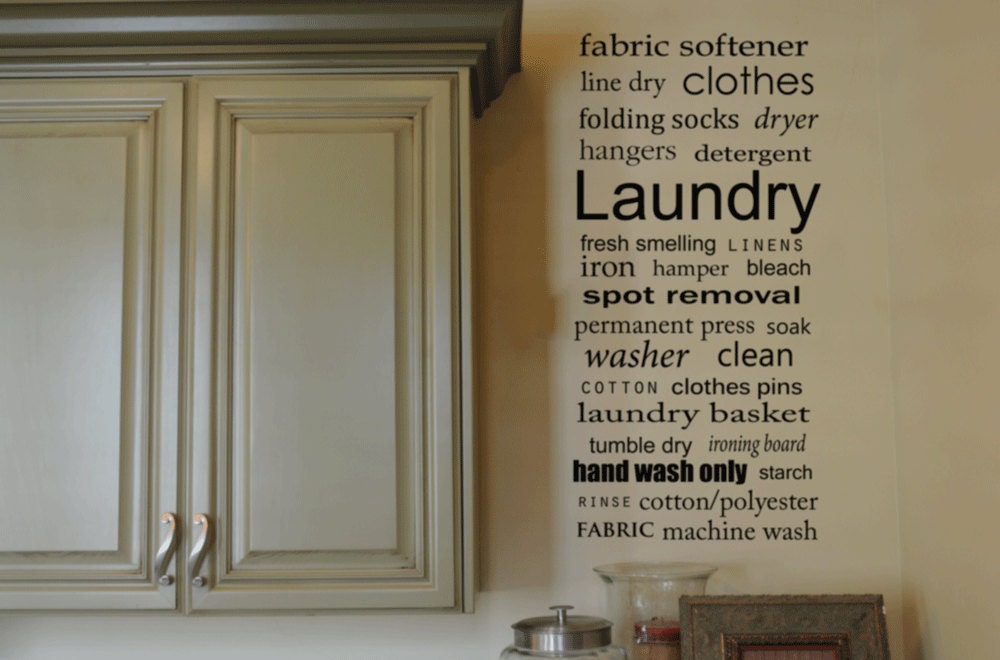 Laundry Subway Art Typography Word Art - Your Choice of Color - Vinyl Wall Decal Only
