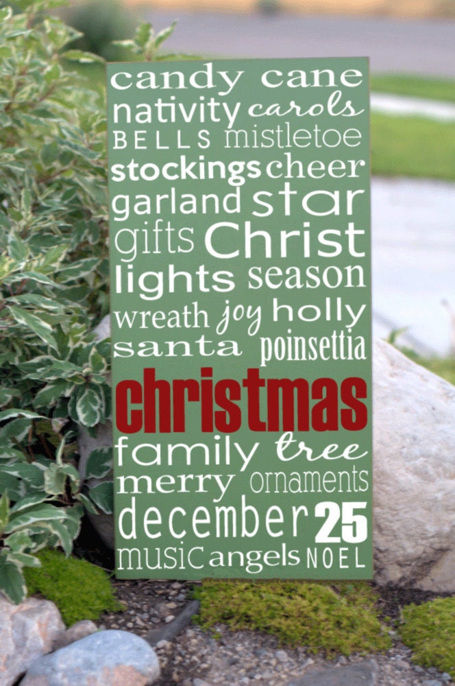Christmas Subway Art Wooden Sign - Typography Word Art Sign  - Perfect for Holiday Decor - Your Choice of Color