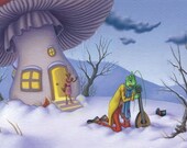 The Cricket and the Ant - Winter Scene - Original Painting