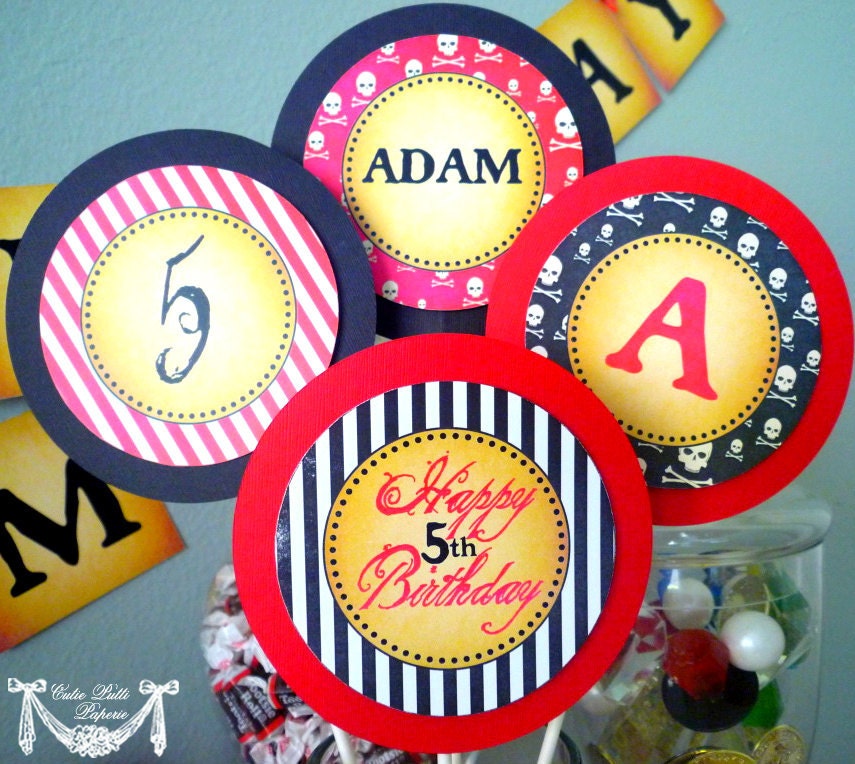 Yo Ho Boys Pirate Party - 4inch PRINTABLE CUSTOMIZED Party CIRCLES - Cutie Putti Paperie Il_570xn