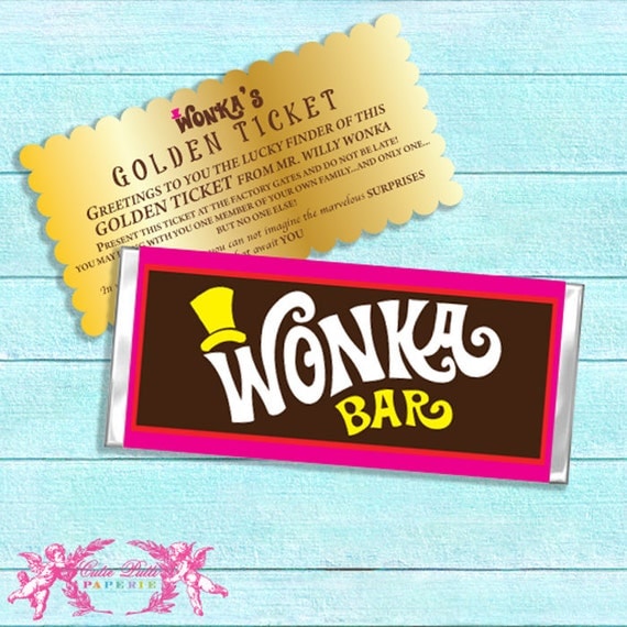 Willy Wonka - PRINTABLE CHOCOLATE Bar WRAPPERS & Golden Tickets - Cutie Putti Paperie Il_570xn