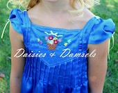 Custom made girls blue vintage style tea length dress flower girls, pageant