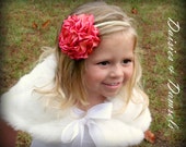 Flower girls faux fur capelet  cape shrug wrap white ivory cream custom all sizes