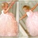 Pale pink satin, organza flower girl dress, cascading vertical ruffles baby, toddler & girl sizes