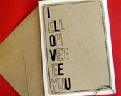 Handmade A6 Greeting Card with Envelope - i ell oh vee ee yuu