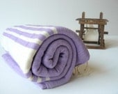 TurKish BaTh ToWel  - Beach Towel  The Ephesus Cotton PesHteMal  - Lilac - Ivory Stripes