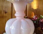 Fabulous Fenton Pink Opaque Glass Melon Vase