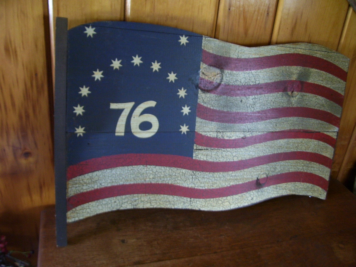 Sale Vintage/Antique 1960's George Nathan Wood Sign 4th of July American Flag