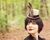 Steampunk Top Hat Mini - Pink with Lady Amherst Feathers and Crystal Centerpiece - LADY PINK