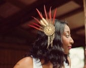 Boho Chic Tribal Feather Fascinator - QUEENIE