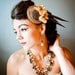 Bridal Fascinator Hat - Bronze, Cream-Beige Flowers and Feathers - ARC DE TRIOMPHE