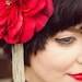 Red Feather Headress with Roses & Silver Pheasant Feathers - ROSE RED