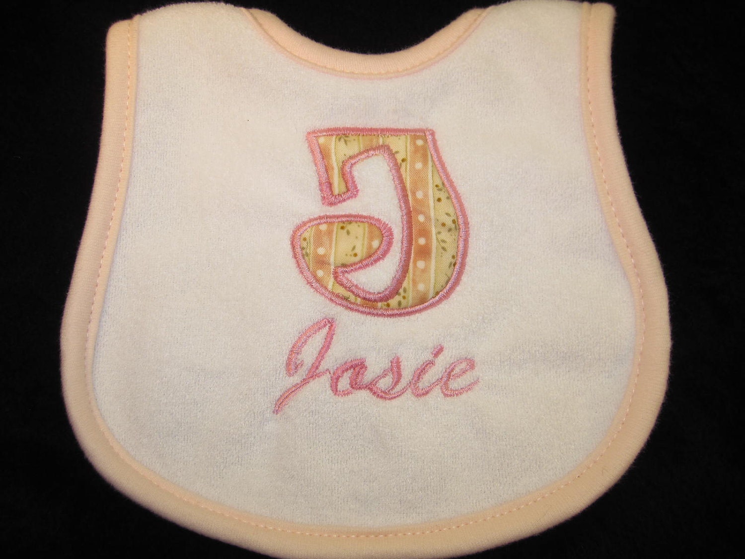 Shabby Chic Custom Monogrammed Baby Bib PERSONALIZED Embroidered Baby Boys Baby Girls Toddlers