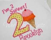Ice Cream Birthday T Shirt Girls Personalized Applique Any Number You Design Boys