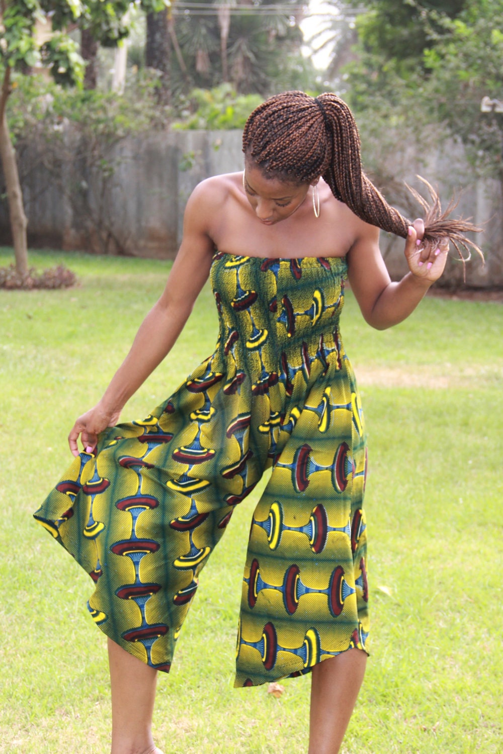 African Print Flared Jumpsuit