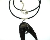 Unisex: Gothic/Steampunk/Dark Love - Creepy Skull with Dark Angel Wings Choker with Leather Cord