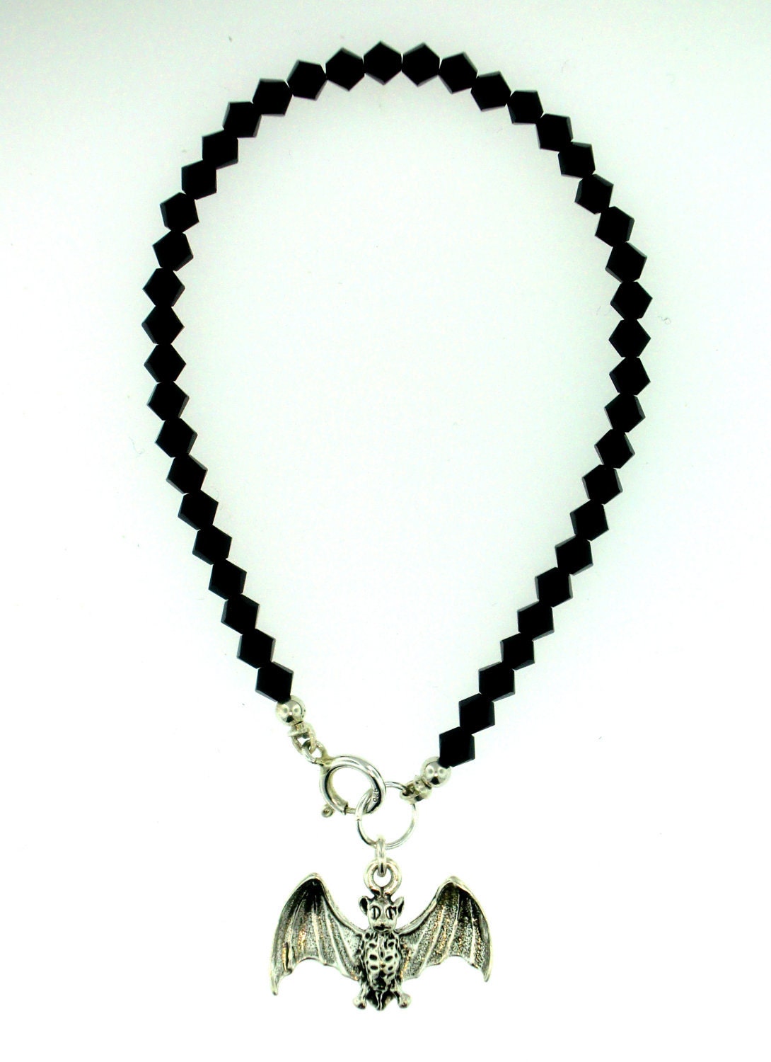 Gothic/Vampire/Dark Romance - Silver Bat Swarovski Beaded Bracelet