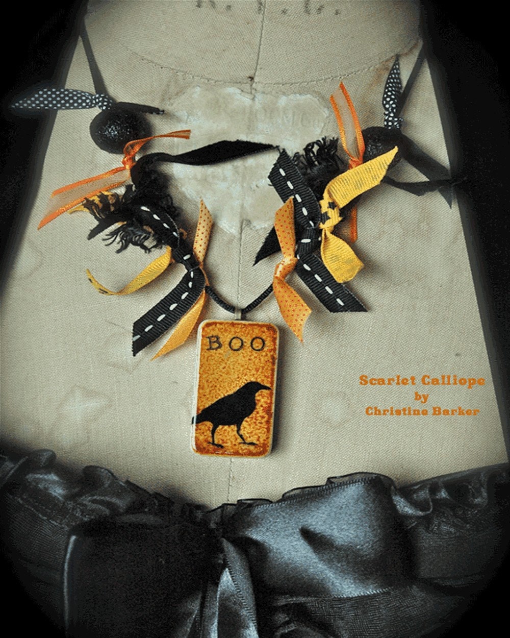 Whimsical Halloween Domino Pendant Necklace