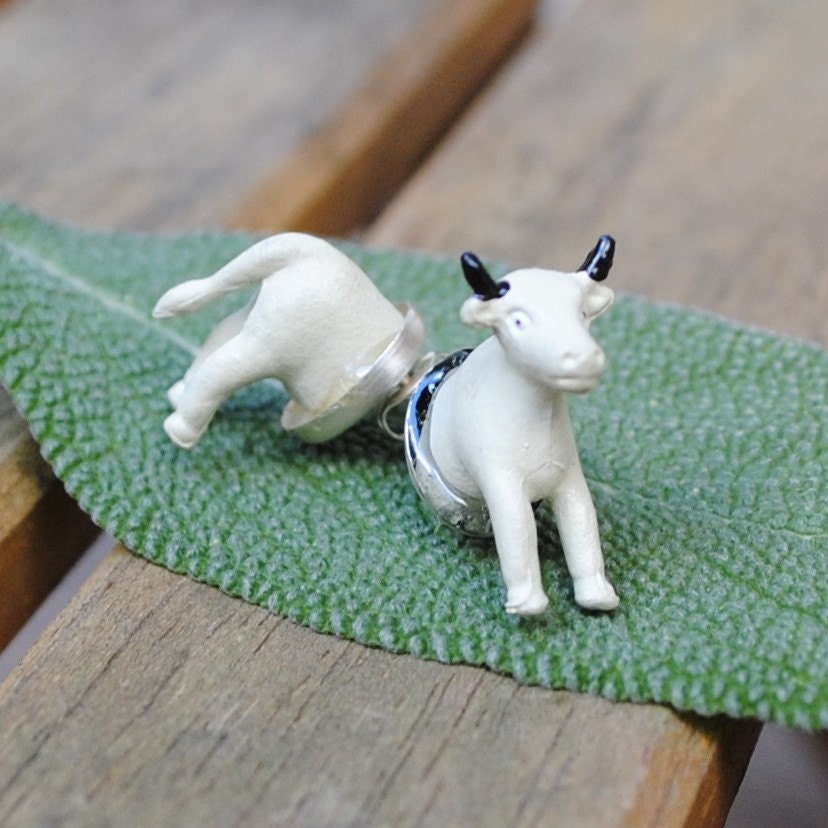 White Cow Butt Earrings