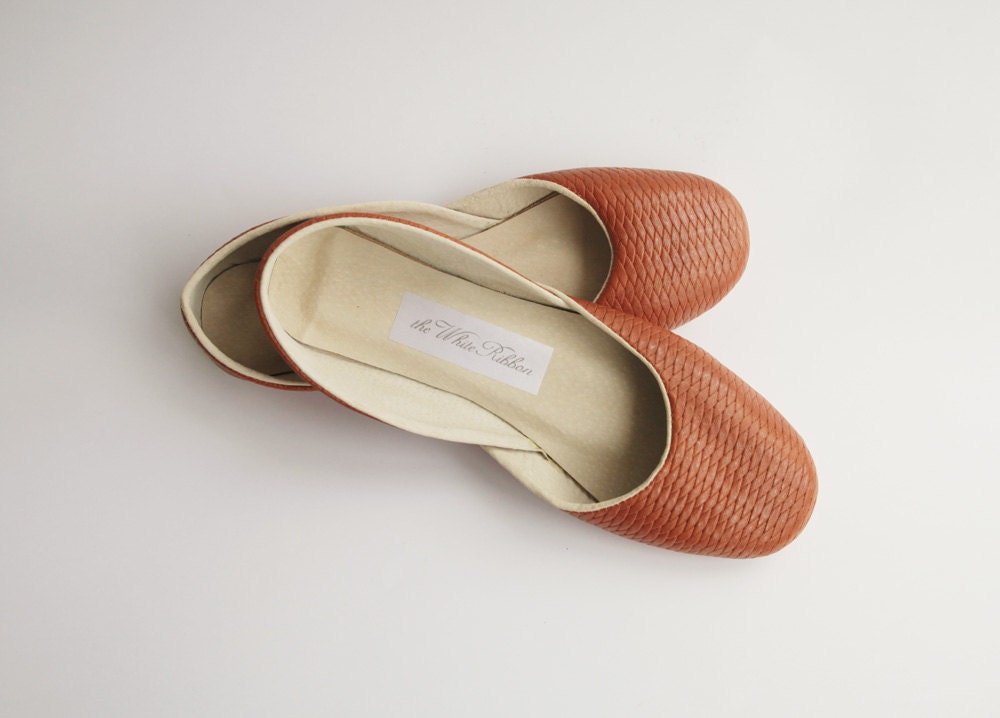 Soft woven leather ballet flats. Sienna.