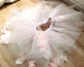 pink tutu sewn and filled, custom made baby,toddler, girls  to 6t, "butterfly and petals"