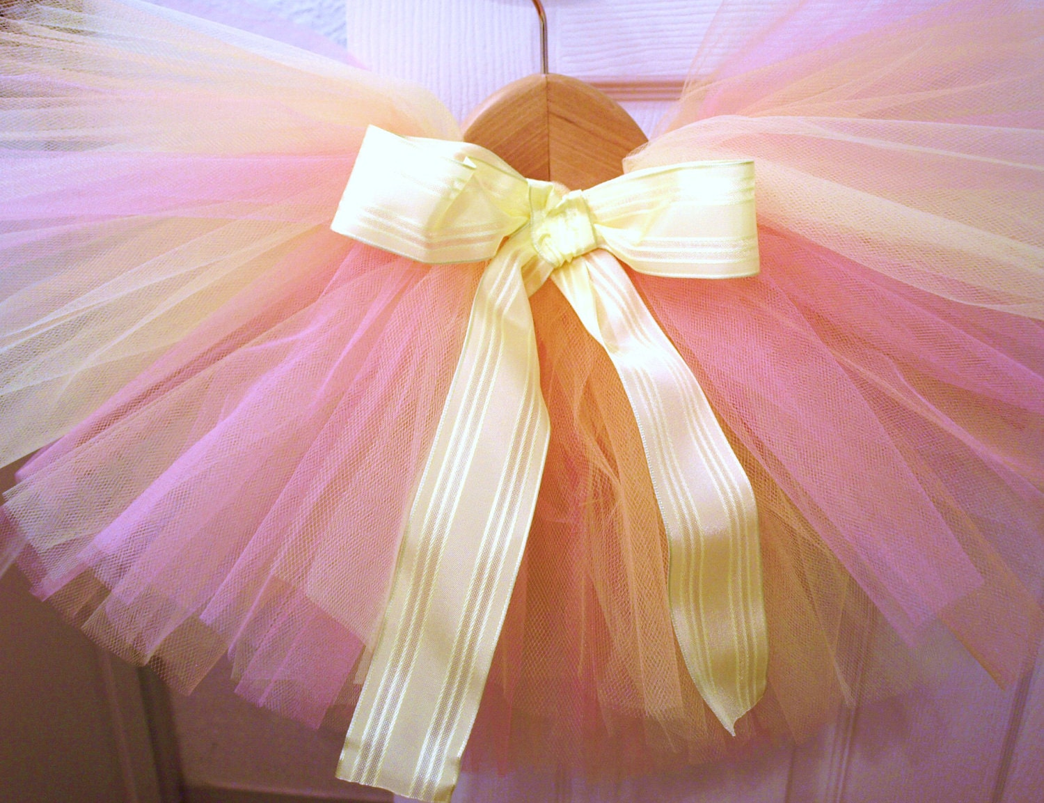 newborn tutu,pink yellow peach, newborn to 6t custom made "creamsicle"