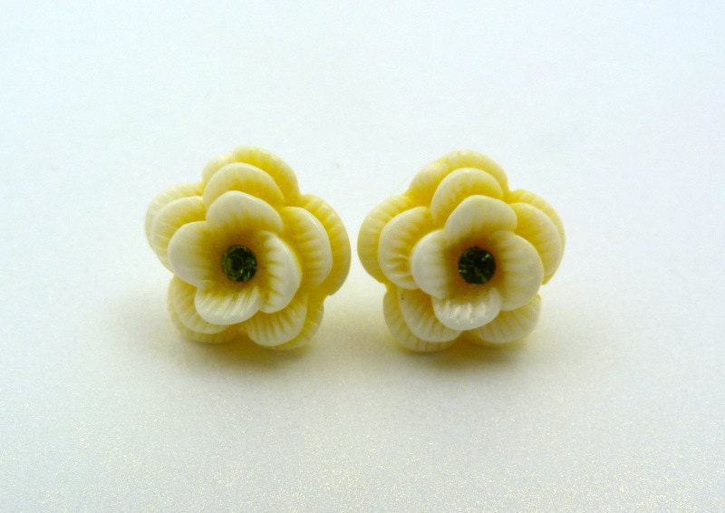 Yellow Flower Post Earrings - Free Shipping