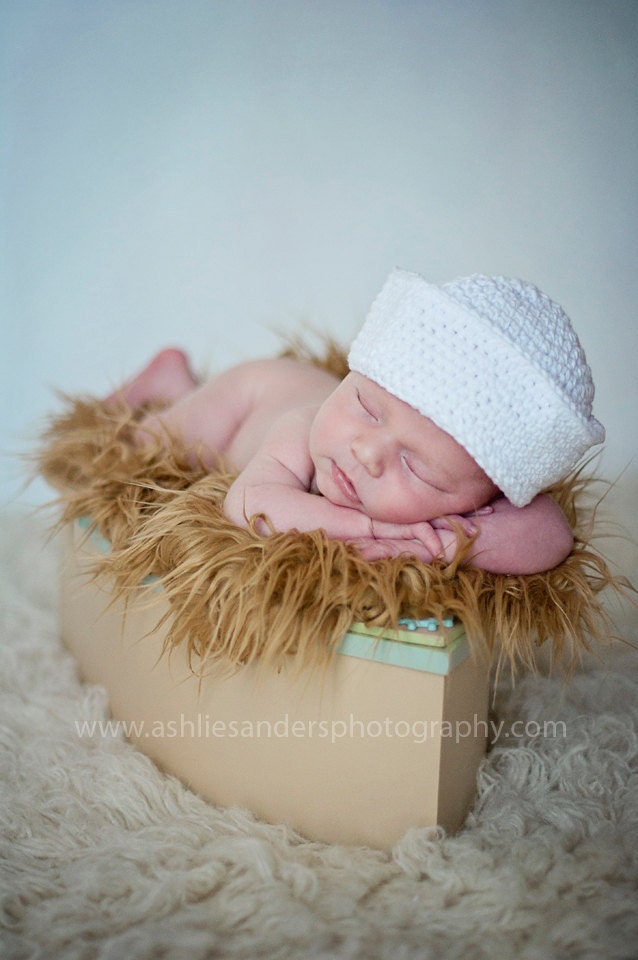 Sailor Hat in White Available in Newborn to Adult Size- MADE TO ORDER