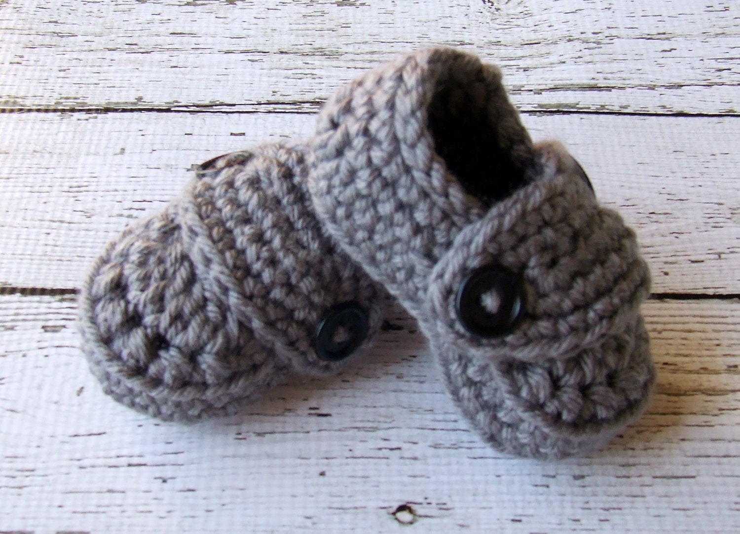 Baby Booties Button Loafers in Gray Available in 0 to 24 Months Size- MADE TO ORDER