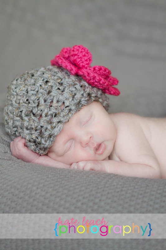 Twins Photography Prop Set in Gray and Hot Pink Available in Newborn to 12 Months- MADE TO ORDER