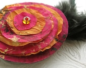 Orange Pink Flower Brooch Indian Wedding