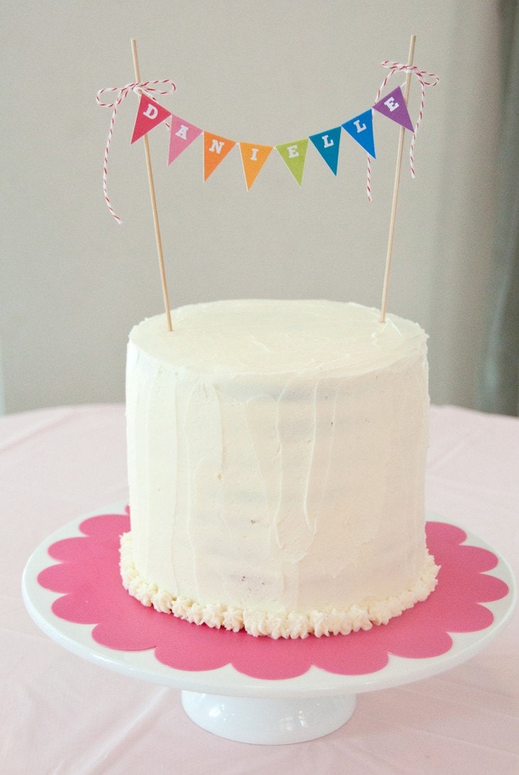 Rainbow Cake Banner / Garland / Topper DIY Printable - PDF Digital File