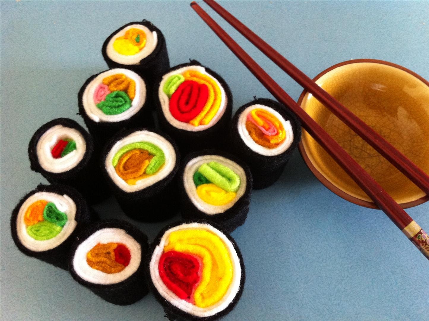 felt sushi rolls play food