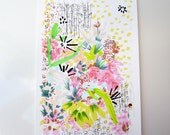 Floral Doodle - Flower Illustration - Archival A4 Print from original illustration