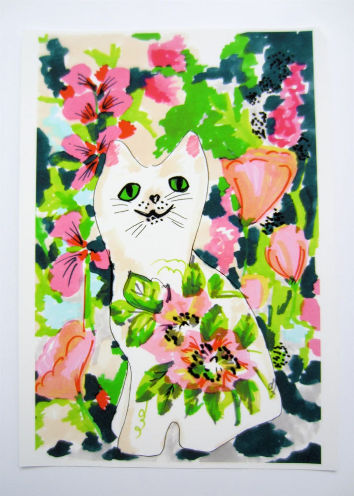 Smiley Cat - Cat Illustration - Archival A4 Print from original illustration