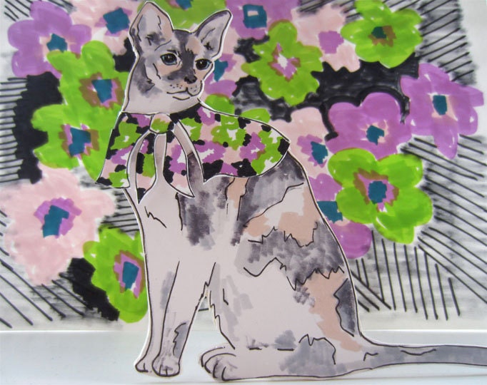 Custom Portrait Of Your Cat - Cardboard Cut Out Original Illustration
