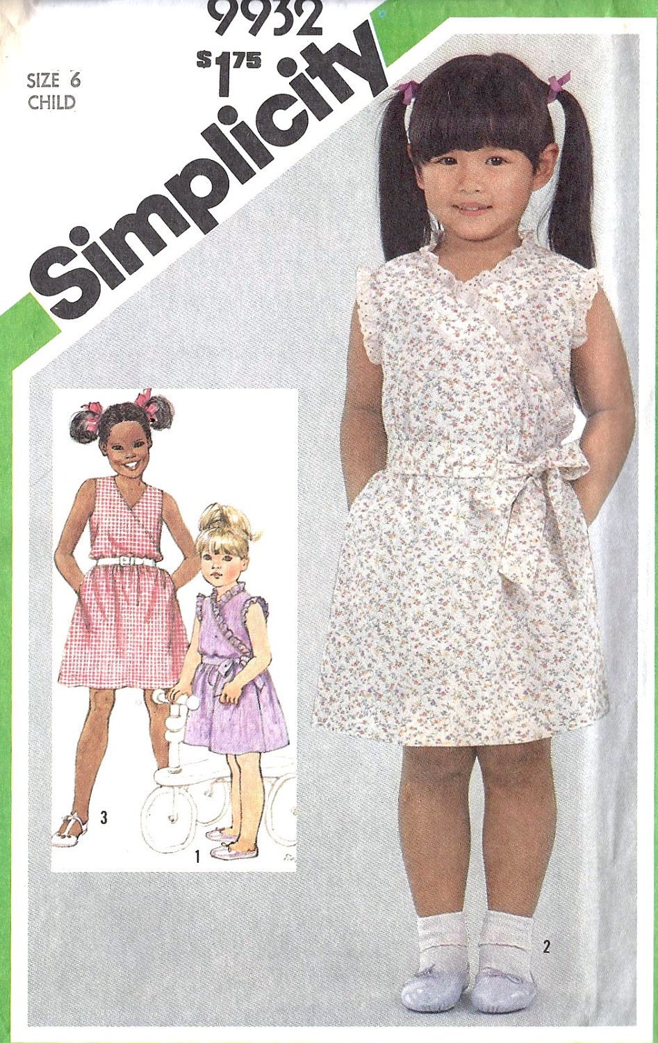 1980s Girls Pullover Summer Sundress Vintage Sewing Pattern, Simplicity 9952 Size 6 uncut