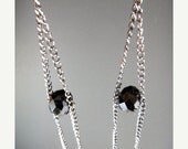 ON SALE Extra Super Long Chain Earrings with Black Glass Bead
