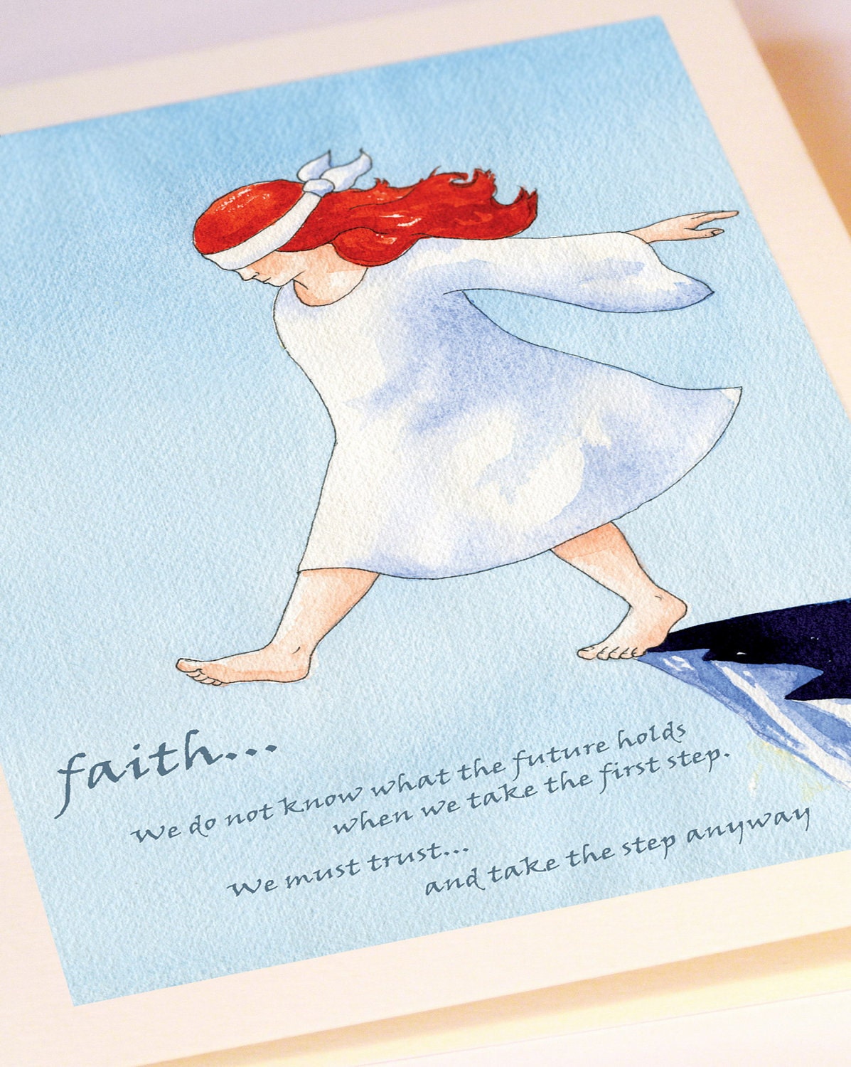 Greeting card Faith for a leap into life - affirmation, redhead, spiritual, inner journey