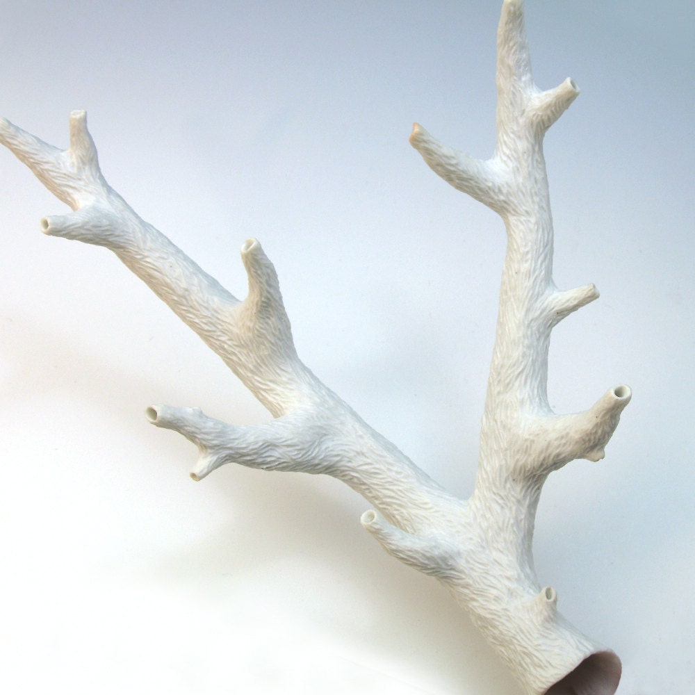 Textured porcelain double branch, unglazed, faux bois